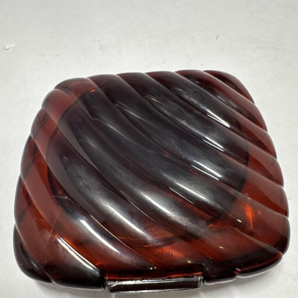 VTG Double Sided Compact Lighted Makeup Mirror Brown Tortoise Plastic 3.5x3.5